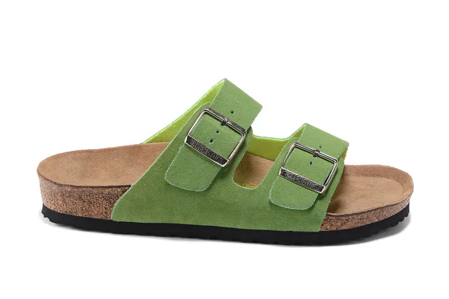 Birkenstock Arizona Sandales Casuales en Daim Vert Lime 2