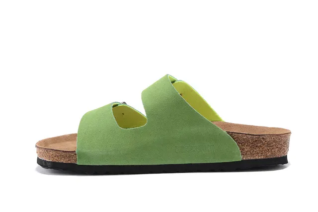 Birkenstock Arizona Sandales Casuales en Daim Vert Lime 4