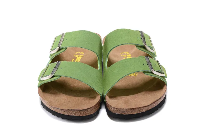 Birkenstock Arizona Sandales Casuales en Daim Vert Lime 5