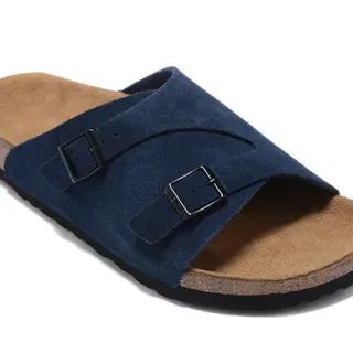 Birkenstock Arizona Navy Suede দুই স্ট্র্যাপ বাকেল স্লিপার