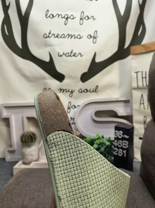 Birkenstock Boston Woven Chaussons Vert Menthe 3