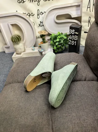 Birkenstock Boston Woven Chaussons Vert Menthe 6