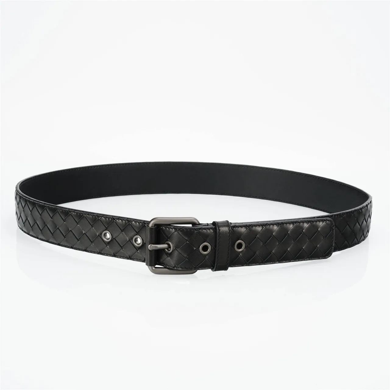 Bottega Veneta Cassette Intrecciato Ceinture en cuir noir 9
