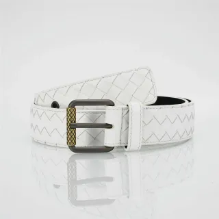 Bottega Veneta Cassette Intrecciato सफेद चमड़े की बेल्ट