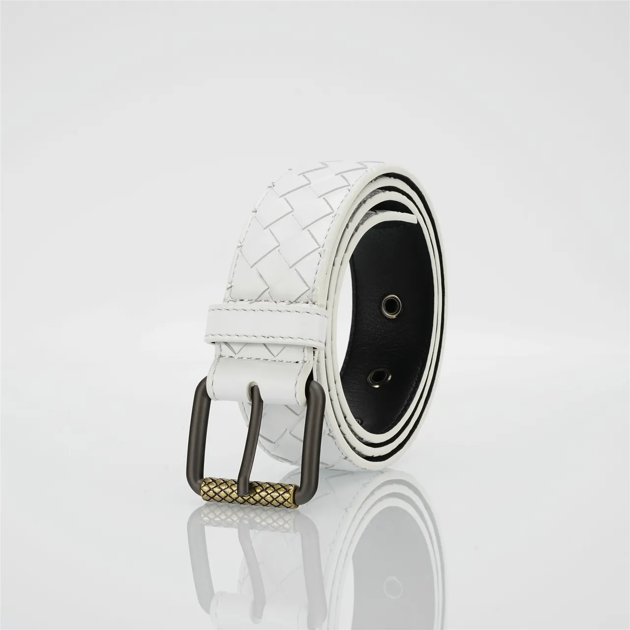 Bottega Veneta Cassette Intrecciato Cinto de couro branco 7