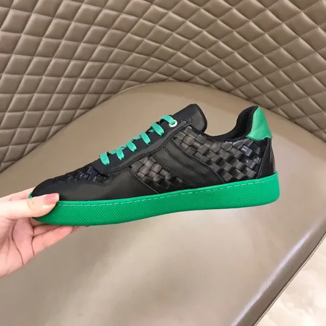 Bottega Veneta Cassette Woven Leather Black and Green Lifestyle Sneakers 3