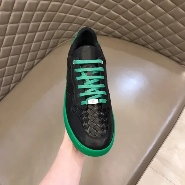 Bottega Veneta Cassette Woven Leather Black and Green Lifestyle Sneakers 4