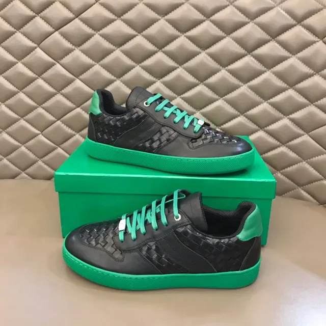 Bottega Veneta Cassette Woven Leather Black and Green Lifestyle Sneakers 7
