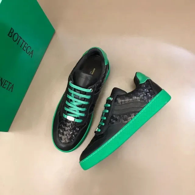 Bottega Veneta Cassette Woven Leather Black and Green Lifestyle Sneakers 8