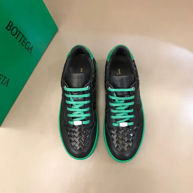 Bottega Veneta Cassette Woven Leather Black and Green Lifestyle Sneakers 9