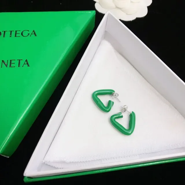 Bottega Veneta Boucles d'Oreilles Hoop Ouvertes Géométriques Vertes 3