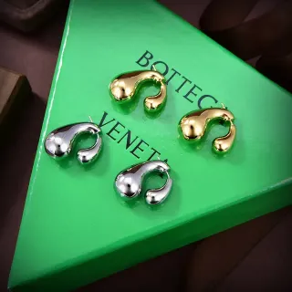 Bottega Veneta Sardine Asymmetrical Teardrop Polished Gold and Silver Earrings