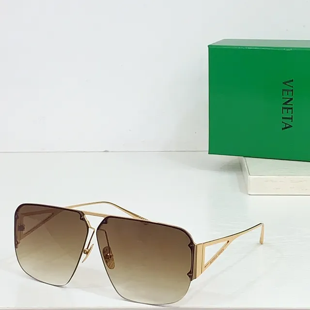 Bottega Veneta Óculos de Sol Escudo Aviador Armação de Metal Dourado Amarelo 4
