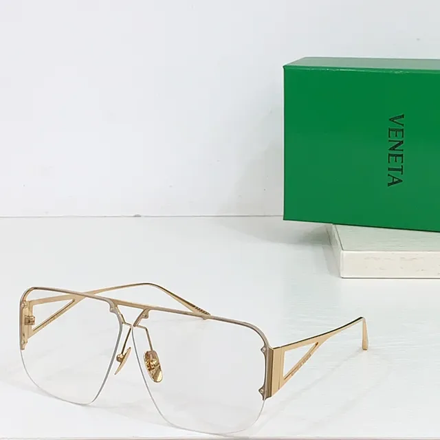Bottega Veneta Óculos de Sol Escudo Aviador Armação de Metal Dourado Amarelo 5