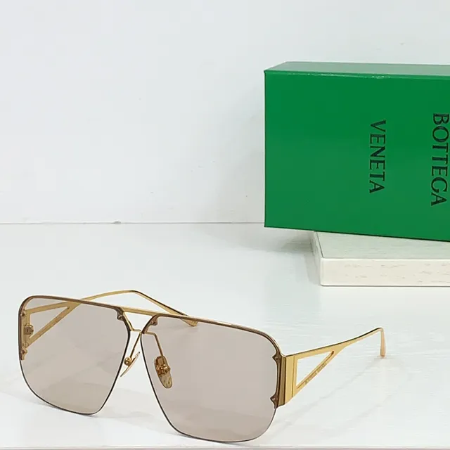 Bottega Veneta Óculos de Sol Escudo Aviador Armação de Metal Dourado Amarelo 6
