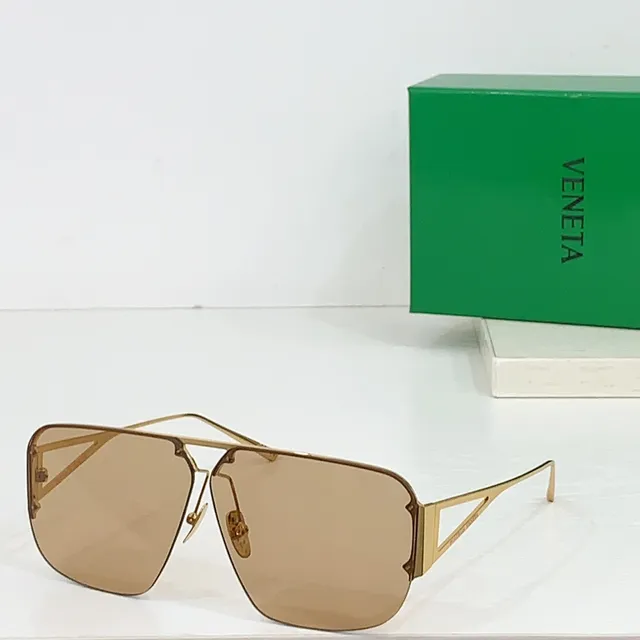 Bottega Veneta Óculos de Sol Escudo Aviador Armação de Metal Dourado Amarelo 9