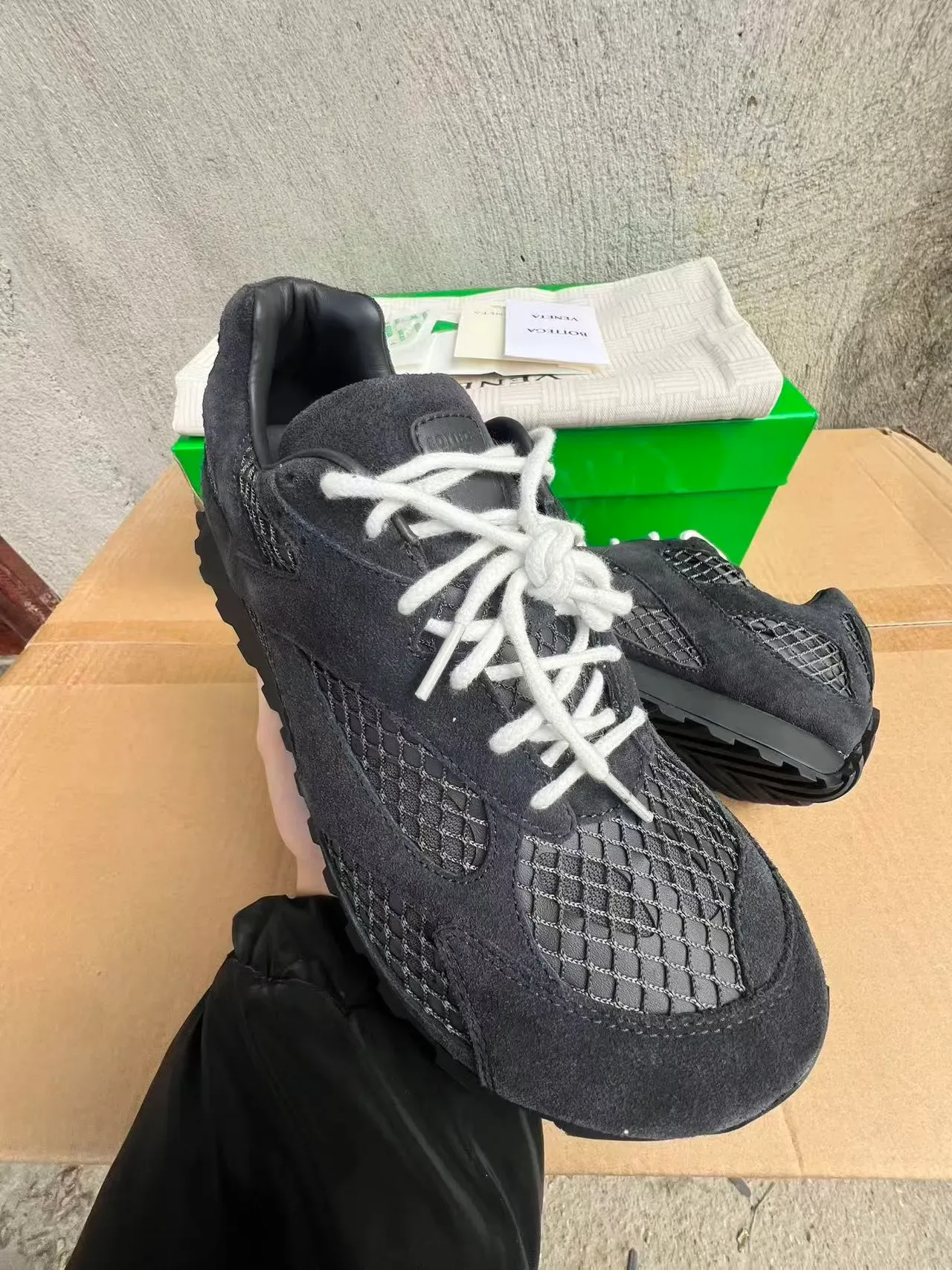 Bottega Veneta Suede and Mesh Lace-Up Sneaker 2