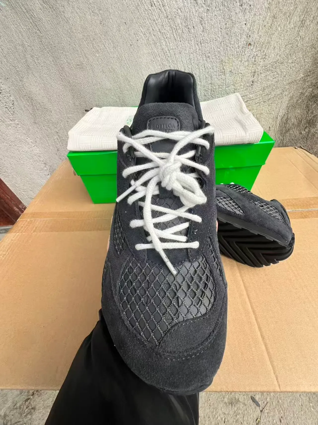 Bottega Veneta Suede and Mesh Lace-Up Sneaker 3