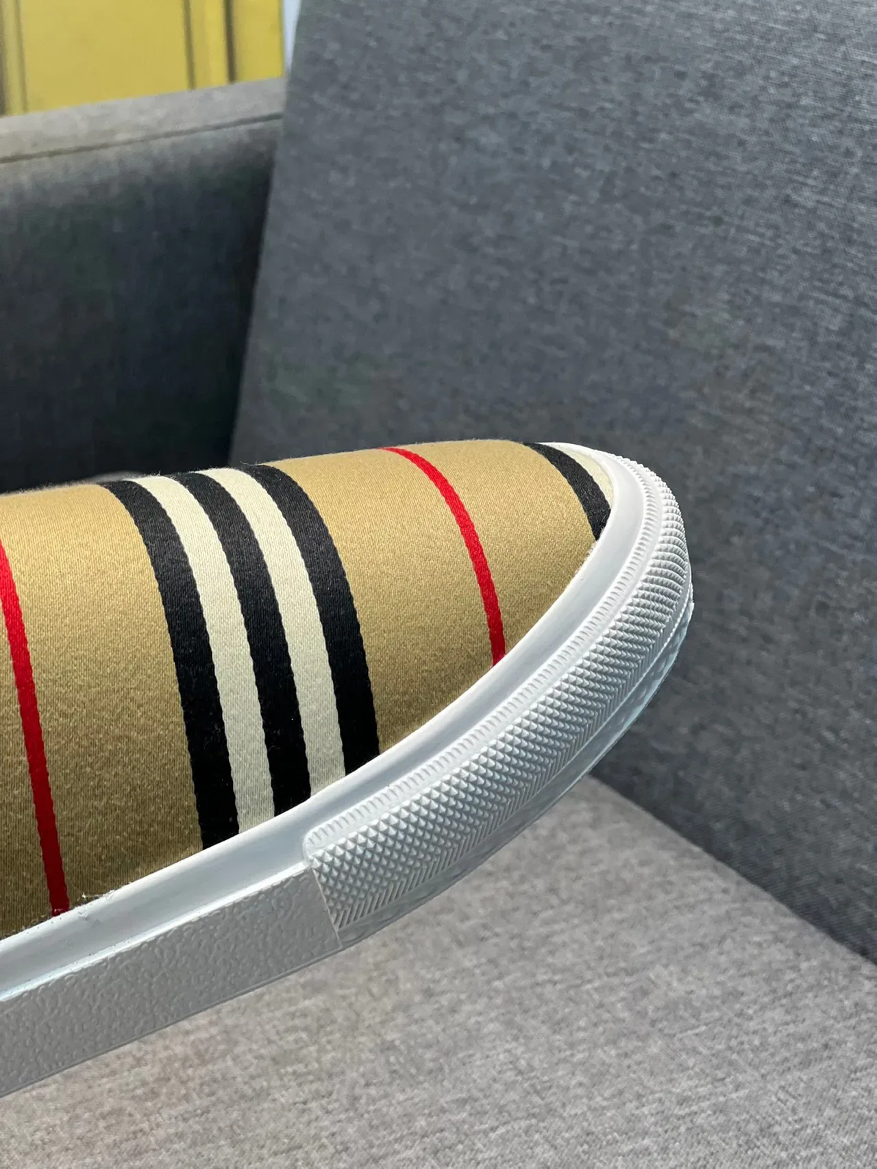Burberry Beige Black Striped Canvas Upper Backless Mule Silhouette Casual Shoes 2
