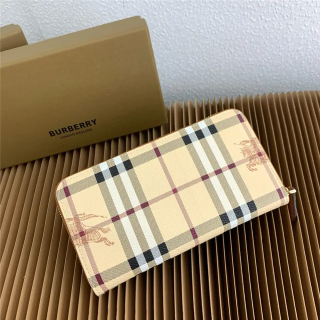 Burberry beige multicolore maison check tartan estampé équestre chevalier portefeuille long 8
