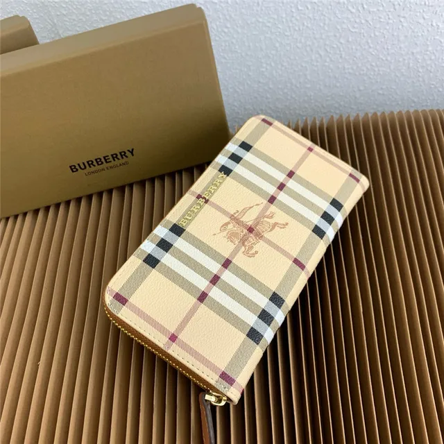 Burberry beige multicolore maison check tartan estampé équestre chevalier portefeuille long 9