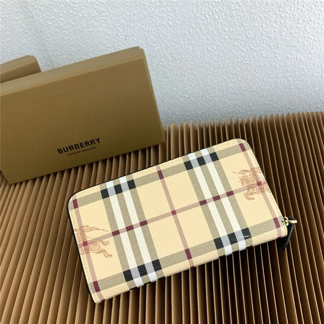 Burberry beige multicolore maison check tartan estampé équestre chevalier portefeuille long 17