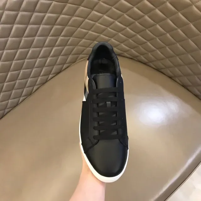 Burberry Noir Beige Cuir Supérieur Panneau Latéral à Carreaux Sneakers Lifestyle 6