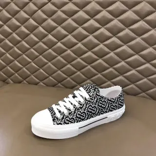 Burberry Black White Monogram-Printed Platform Sole Lifestyle Sneakers