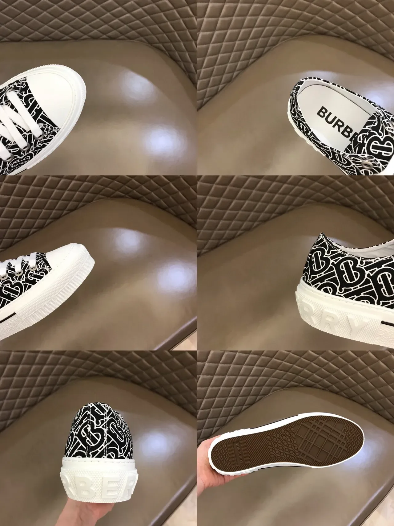Burberry 黑白 蒙格拉姆印花 平台鞋底 生活方式运动鞋 2