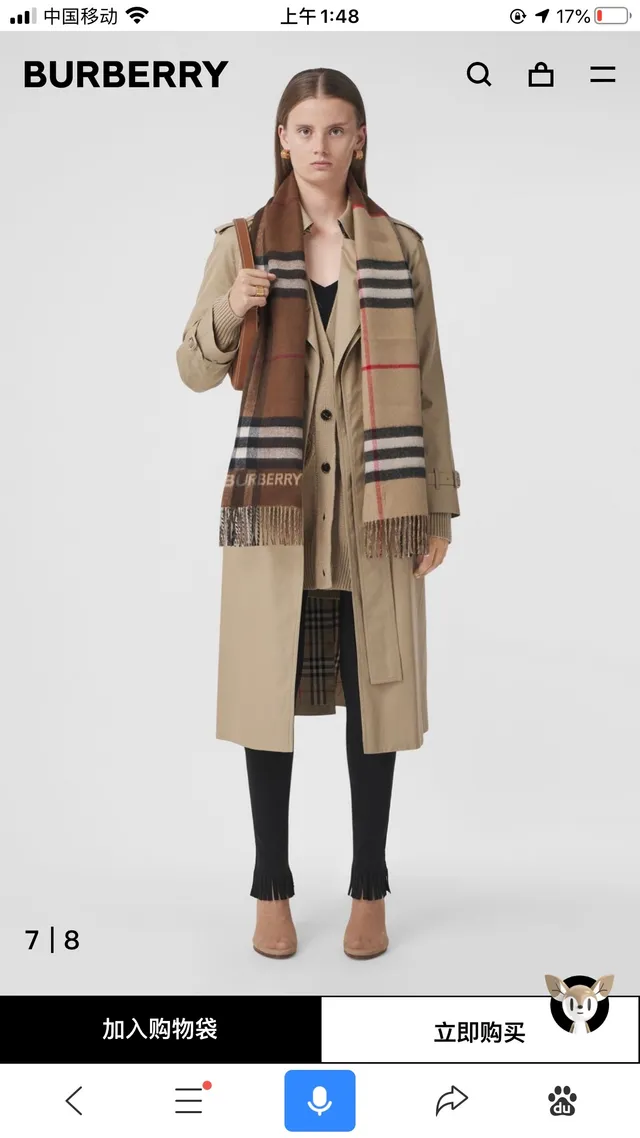 Burberry Brown Beige Classic Check Pattern Woven Texture Cashmere Scarf 3