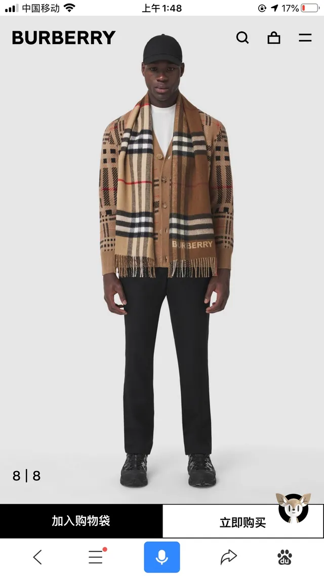 Burberry Brown Beige Classic Check Pattern Woven Texture Cashmere Scarf 4