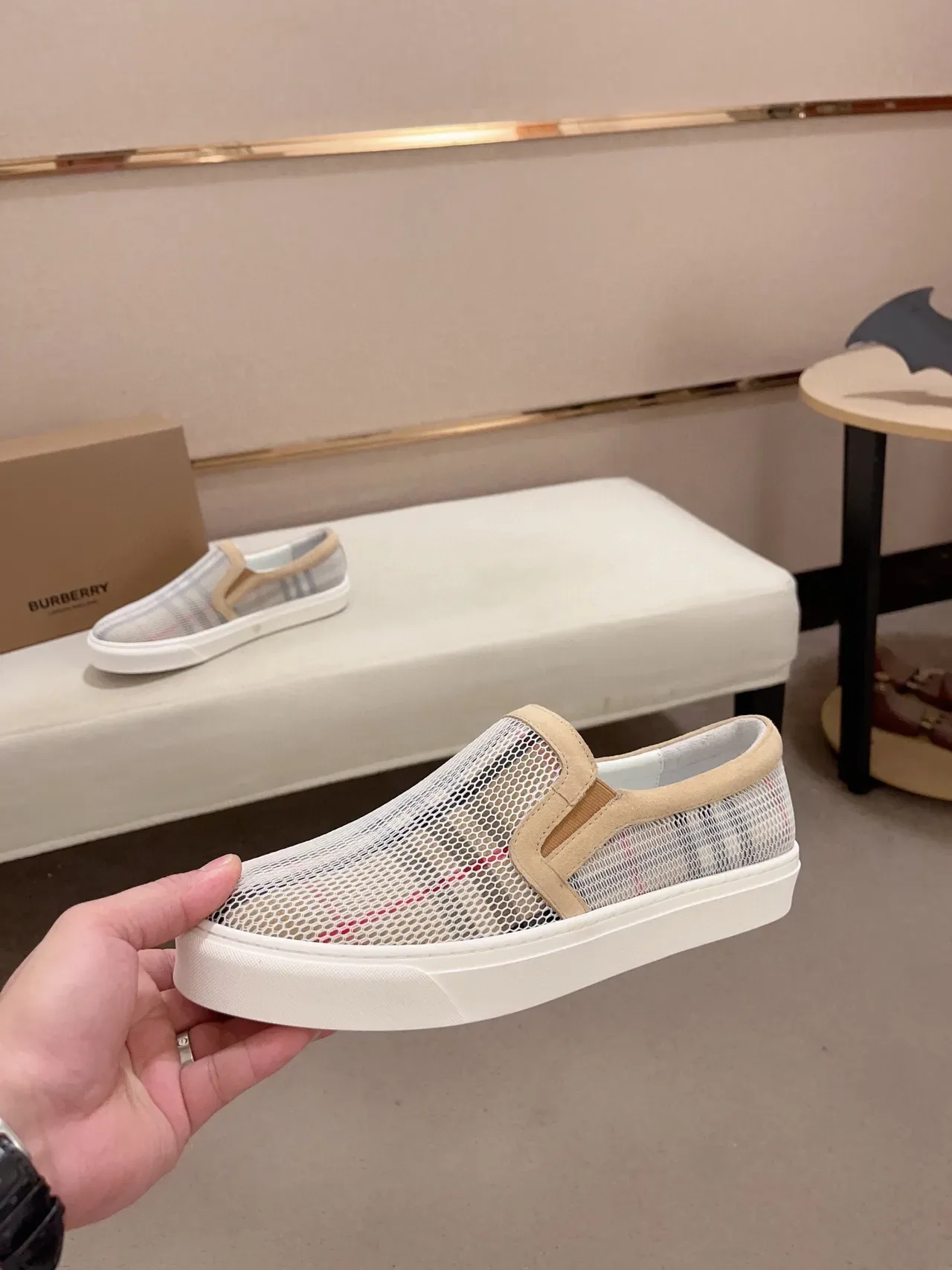 Burberry Check Mesh Slip-On Lifestyle Sneakers 3