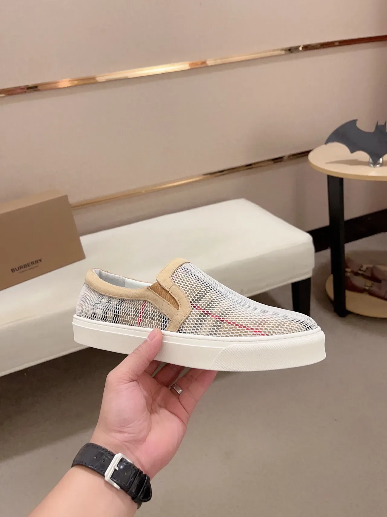 Burberry Check Mesh Slip-On Lifestyle Sneakers 4