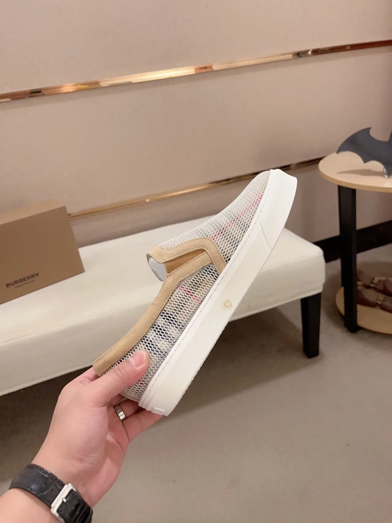 Burberry Check Mesh Slip-On Lifestyle Sneakers 5
