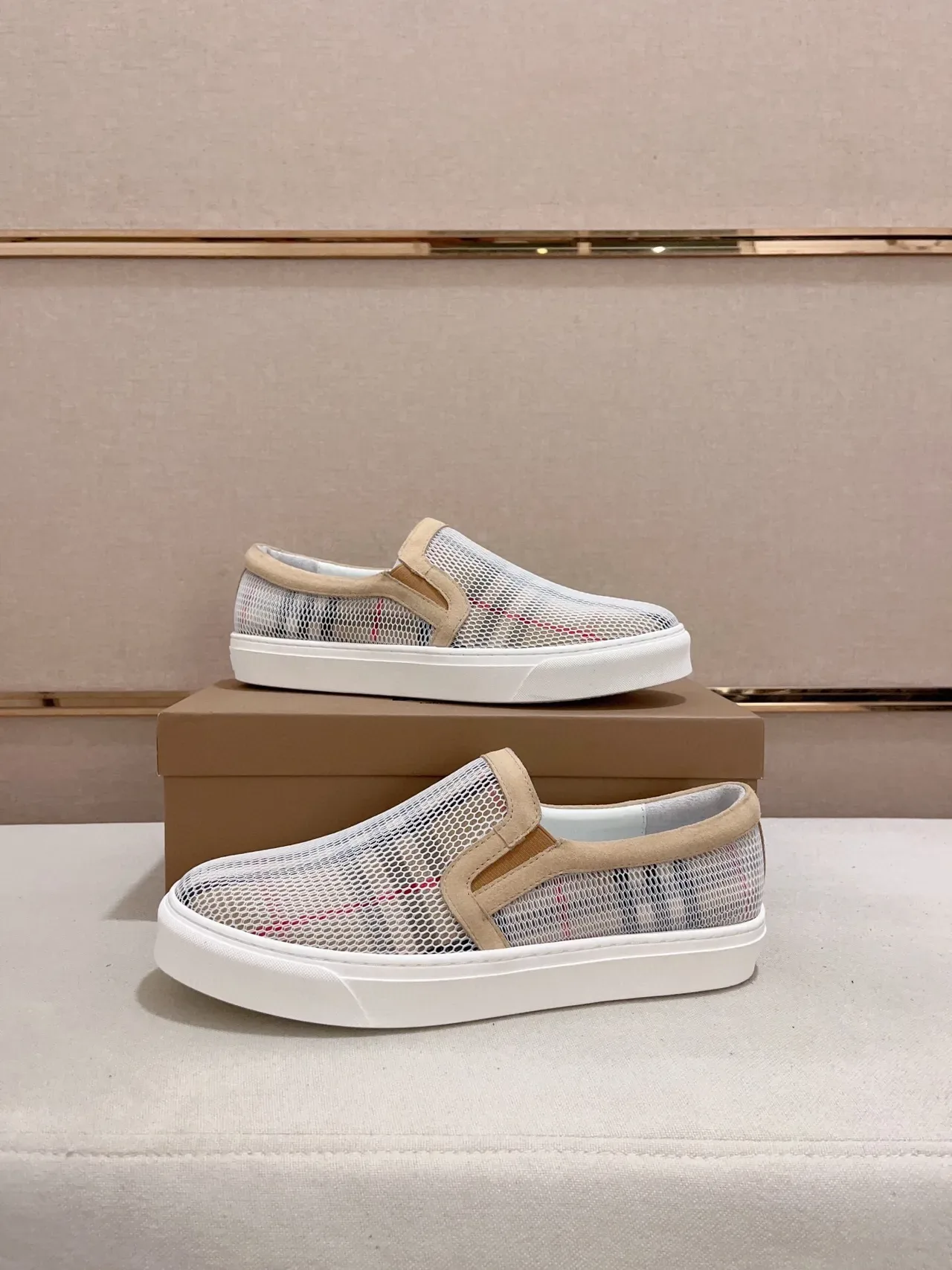 Burberry Check Mesh Slip-On Lifestyle Sneakers 7