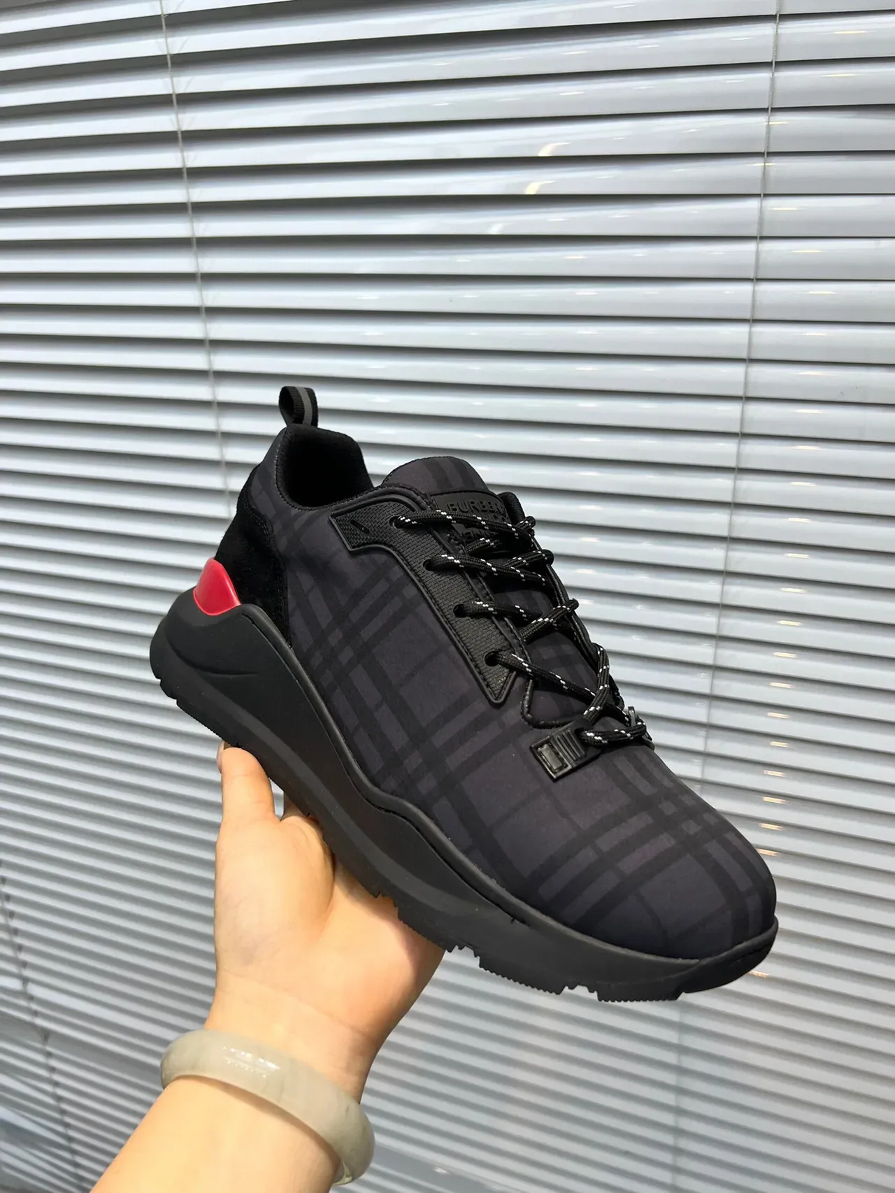 Burberry Check Pattern Black Lifestyle Sneakers 6