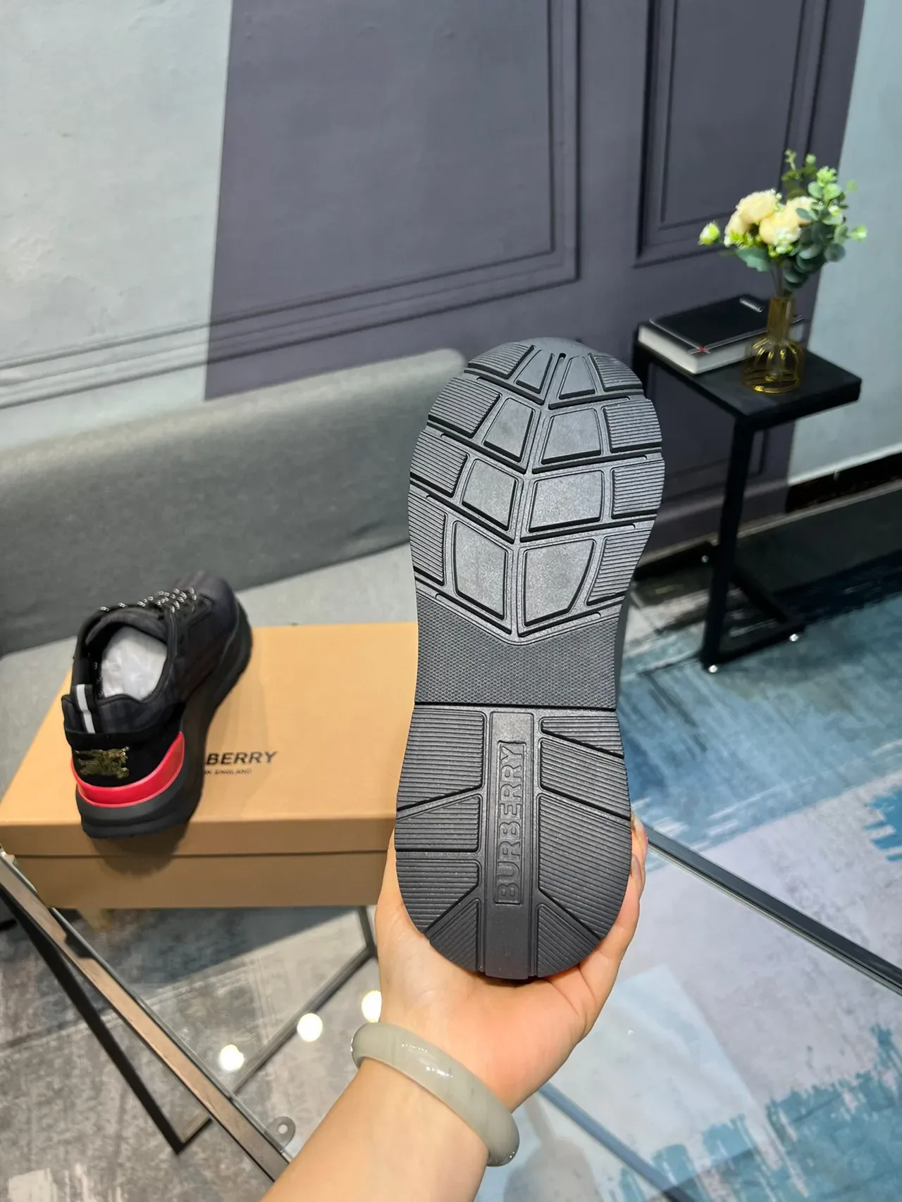 Burberry Check Pattern Black Lifestyle Sneakers 7