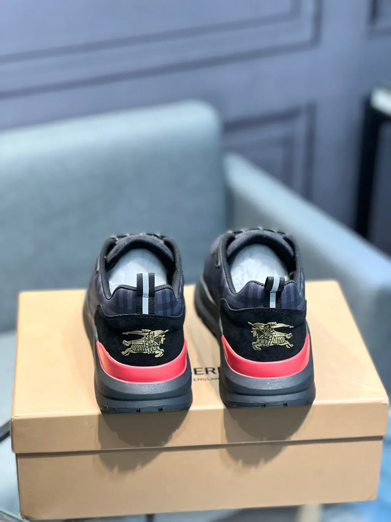 Burberry Check Pattern Black Lifestyle Sneakers 8