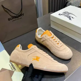 Burberry Knight Beige and Orange Suede Lifestyle Sneakers