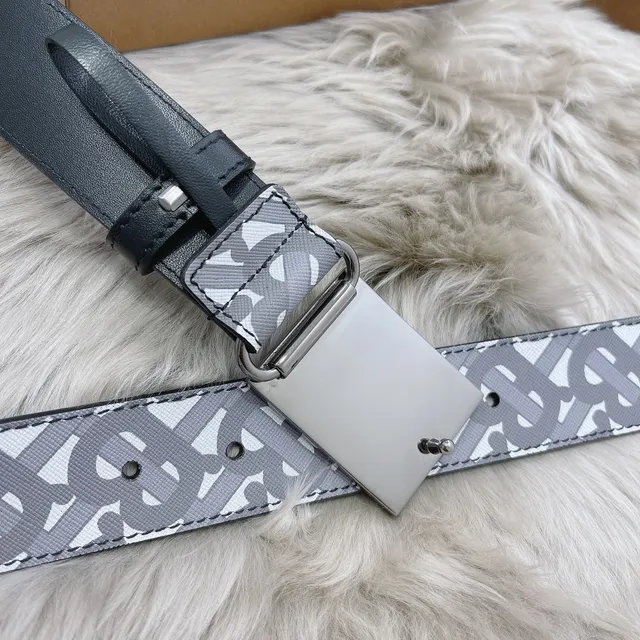 Burberry Knight Belt Monogram Canvas and Navy Leather Belt 7