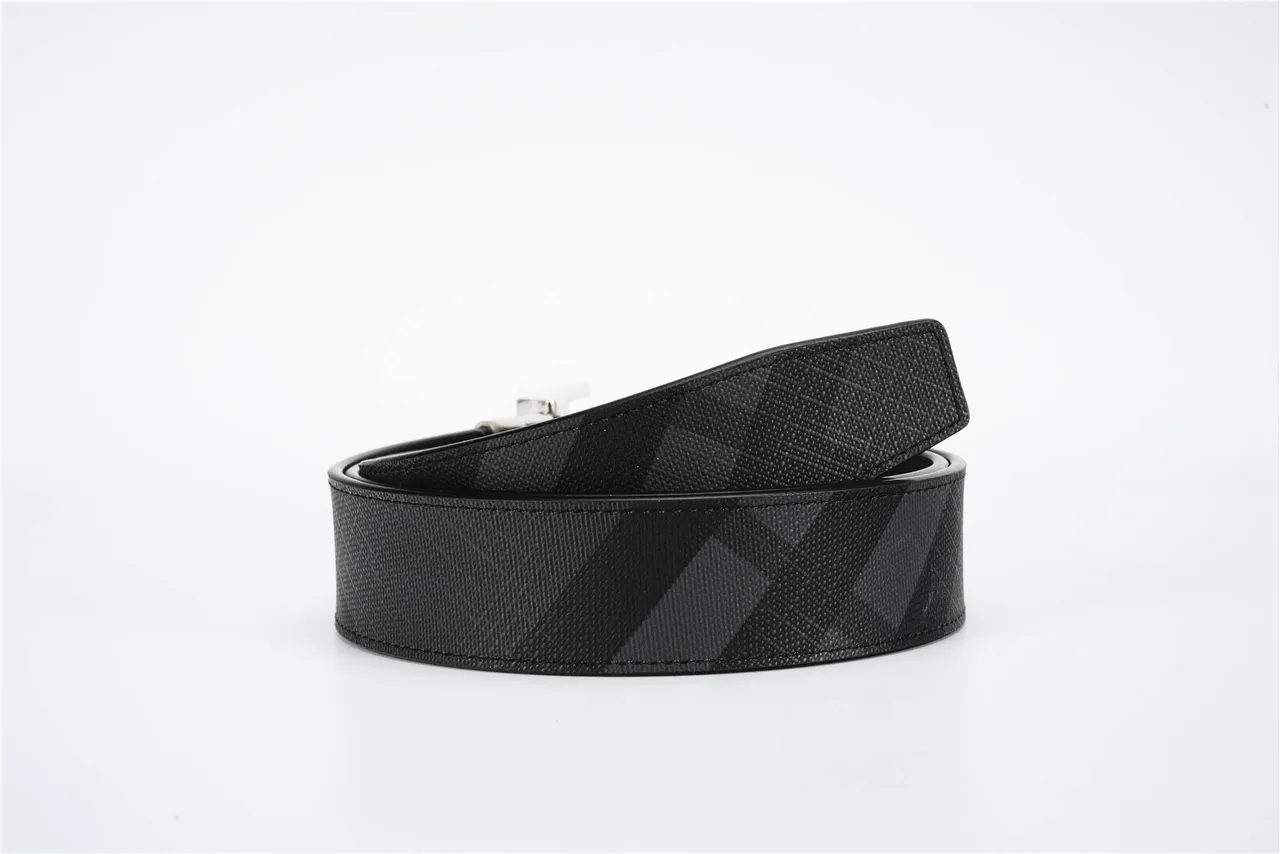 Burberry Knight Black Check Reversible Leather Belt 3