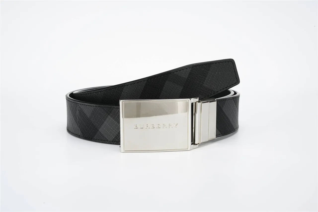 Burberry Knight Black Check Reversible Leather Belt 4