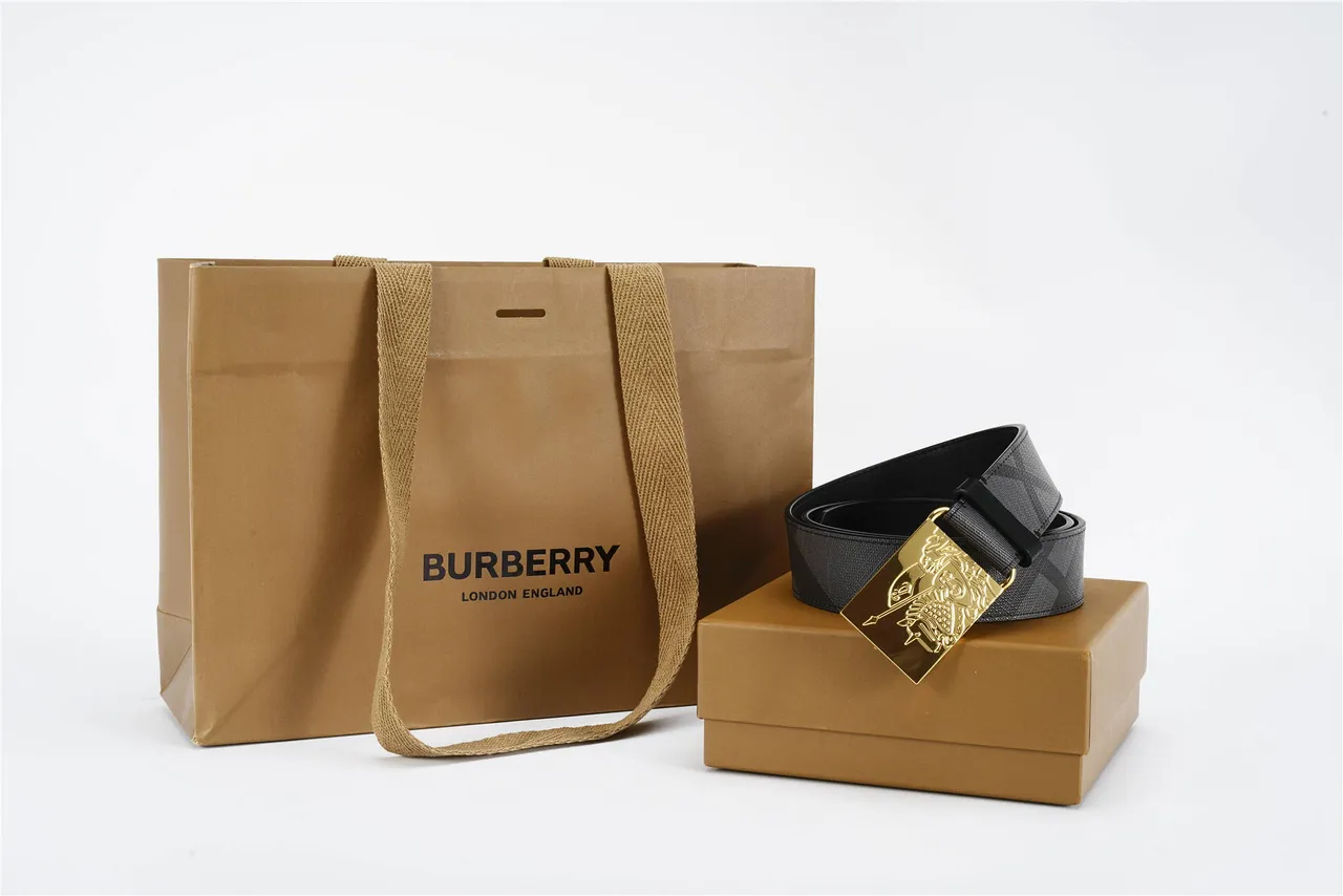 Burberry Knight Black House Check Woven Leather Belt 6