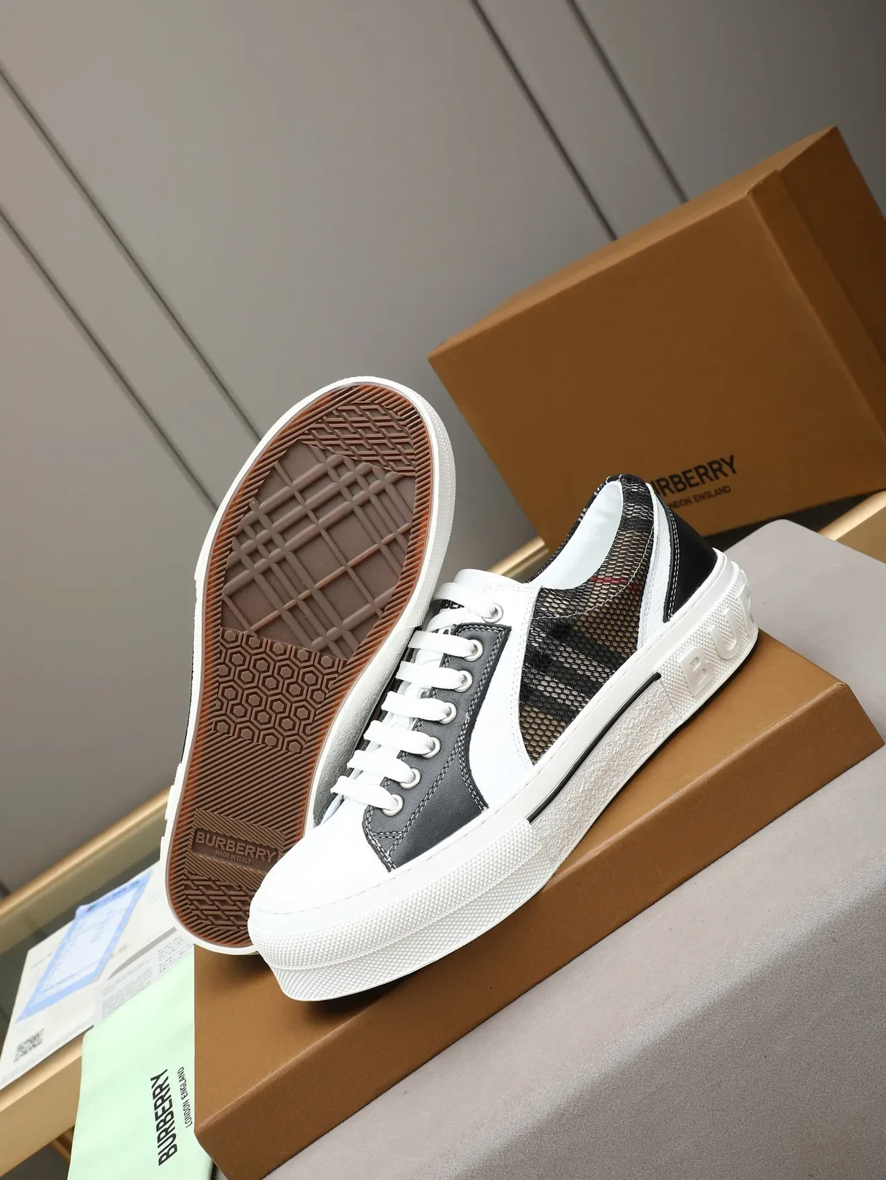 Burberry Knight Check Mesh Platform Lifestyle Sneakers 4