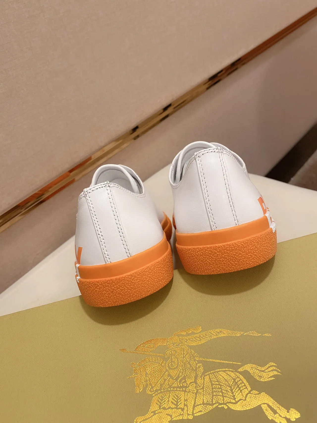 Burberry Knight Orange and White sneakers lifestyle 4