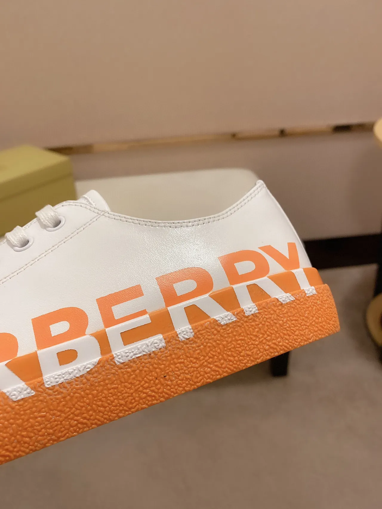 Burberry Knight Orange and White sneakers lifestyle 5