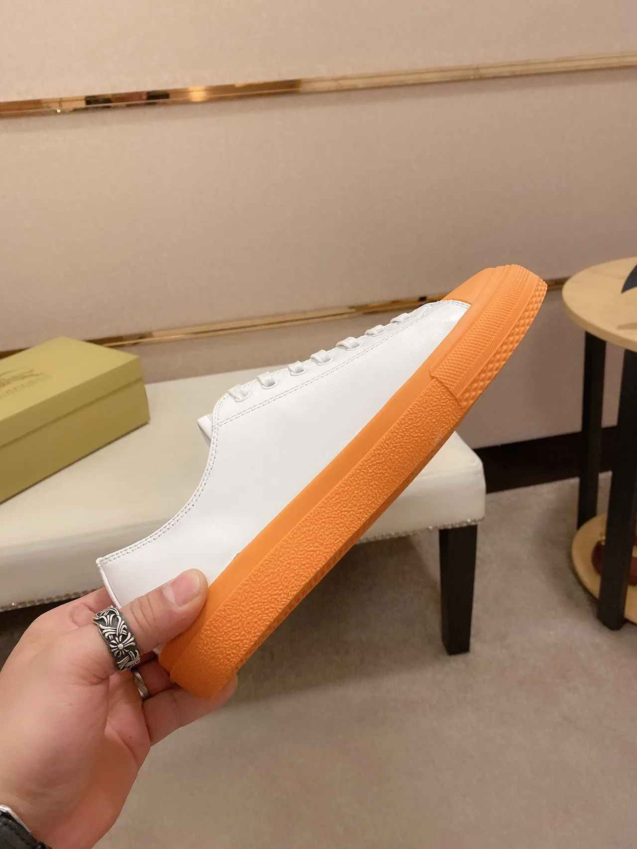 Burberry Knight Orange and White sneakers lifestyle 7