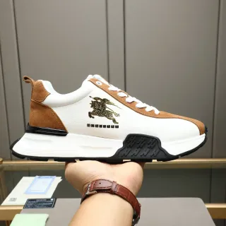 Burberry Knight White and Tan Two-Tone Chunky Sneakers