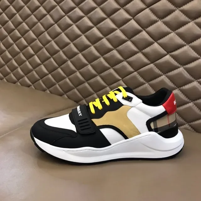 Burberry Lola Blanc et Noir Semelle Chunky Panneau Tissu à Carreaux Lifestyle Sneakers 2