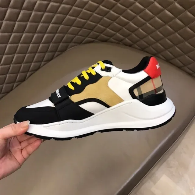 Burberry Lola Blanc et Noir Semelle Chunky Panneau Tissu à Carreaux Lifestyle Sneakers 4